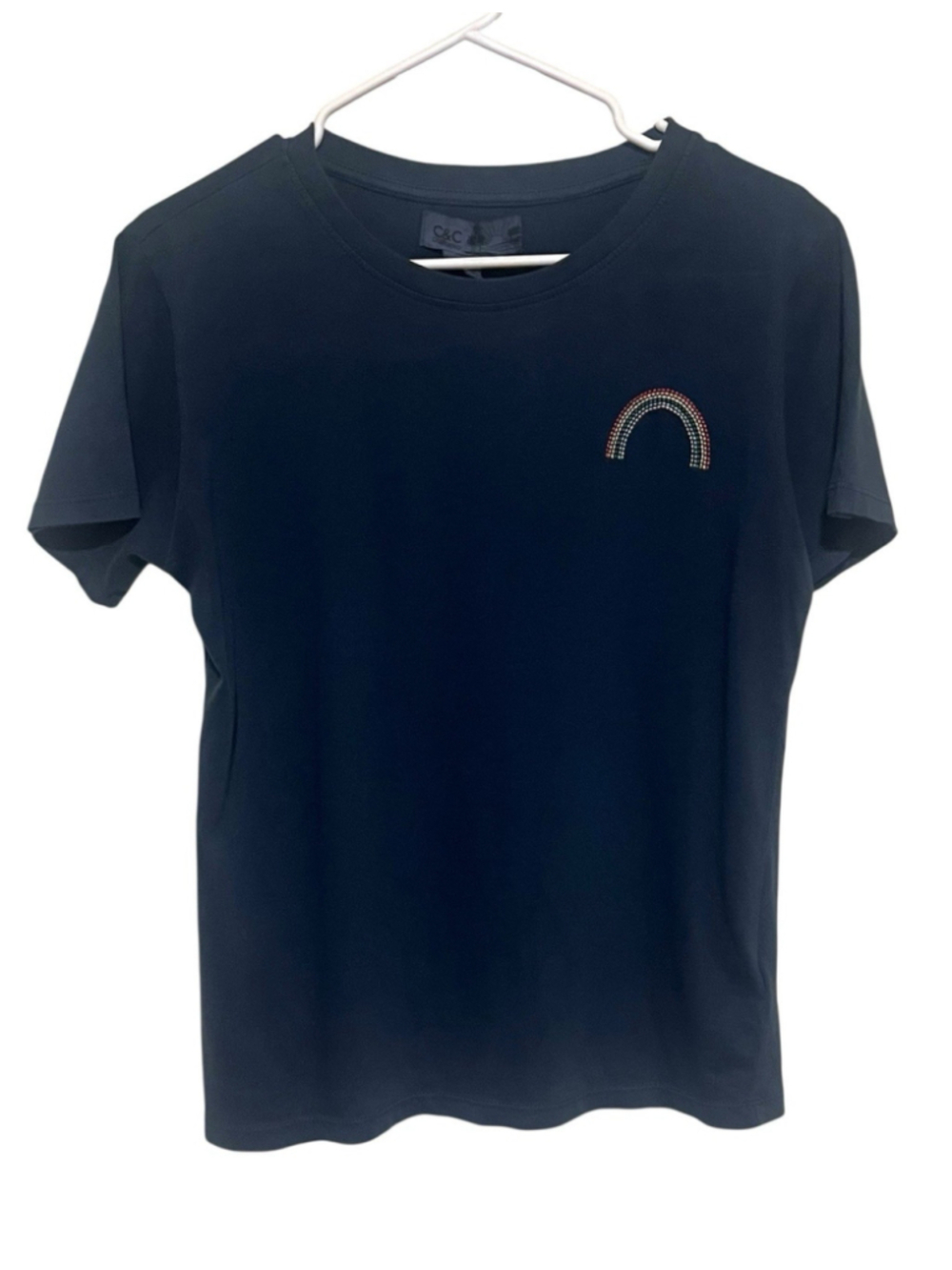 C&C California Rainbow Tee Women’s Medium Navy Sunwashed Embroidered T-Shirt
